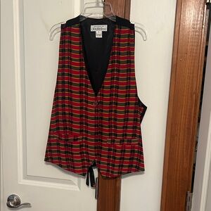 Saks Fifth Avenue Black Satin Jockey-themed Vest